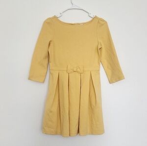 Janie and Jack Girls Yellow Pleated Dress With Bow Accent Size 12